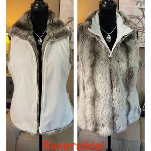 Kristen Blake, Reversible, faux fur vest, sz Med